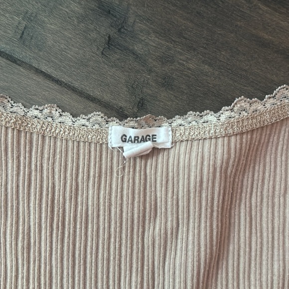 Garage Pink Ribbed Crop Top Short Sleeve - Picture 2 of 3